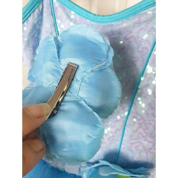 Curtain Call Costumes Girls Ballerina Ballet Blue Sequin with Hair Clip Medium - Picture 4 of 5